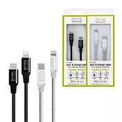 MEGA KING 原廠 MFI認證 Type-C to Lightning 鋁合金編織充電線 - 1.2m (盒裝) 白色