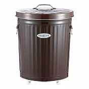 日本渡邊金屬|OBAKETSU 手工製附輪垃圾桶 33L (送垃圾袋環) 棕色