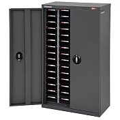 【SHUTER 樹德】四排 60格 加門型零件櫃 透明抽/組 ST2-460D 灰櫃黑抽