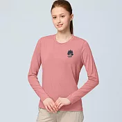 【荒野wildland】女彈性雙色印花圓領長袖機能衣野玫瑰粉 S 野玫瑰粉