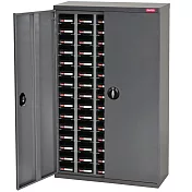 【SHUTER 樹德】五排 75格 加門零件櫃 透明抽/黑抽/組 ST1-575D 灰櫃黑抽