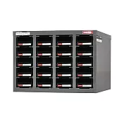 【SHUTER 樹德】四排 20格零件櫃 透明抽/黑抽 /組 ST1-420 灰櫃黑抽