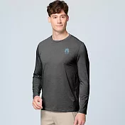 【荒野wildland】男彈性雙色印花圓領長袖機能衣霧灰色 M 霧灰色