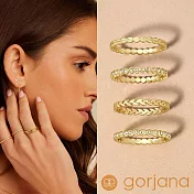 GORJANA 精緻疊戴戒指 4件組 18K鍍金+鋯石 輕奢時尚 潮流混搭 Mini Stackable 6號