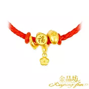 【金品坊】黃金手鍊金福蛇來運轉皮質手繩 端正楷書福字