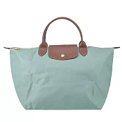 LONGCHAMP LE PLIAGE系列短把再生尼龍摺疊水餃包(中) 青瓷綠