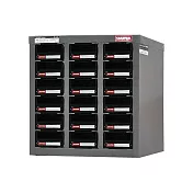 【SHUTER 樹德】三排 18格零件櫃 透明抽/黑抽/組 ST1-318 灰櫃黑抽