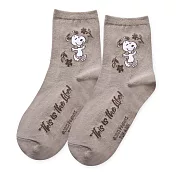 【ONEDER 旺達棉品】史努比中筒襪 Snoopy長襪 台灣製棉襪女襪- 棕 SN-A306