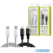 MEGA KING 原廠公司貨 Type-C to Lightning 鋁合金快充編織線- 120cm (MFi認證) 白色