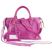 BALENCIAGA 金釦鏤空洞洞皮革 CLASSIC CITY_展示品 (粉紫色)