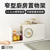 【上手家居】窄型廚房置物架(廚房收納架/雙層置物架/醬料收納架/廚房架/調味料架) 白色