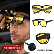 【SUNS】近視用外掛式折疊墨鏡 時尚大框偏光折疊套鏡 抗UV400 包覆式太陽眼鏡 抗UV400 防眩光 砂黑框夜視鏡