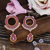 【PinkyPinky Boutique】絕美24k金珠珠 波希米亞風圈圈大耳環  (胭脂)