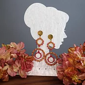 【PinkyPinky Boutique】24k金珠珠 閃耀太陽圈圈垂墜長耳環 (胭脂粉)