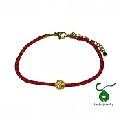 【Kuder Jewelry】黃金上身富貴加分,玫瑰黃金手鍊附黃金保單 XS /配紅繩