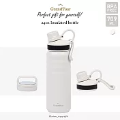 【GrandTies】雙蓋寬口709ML真空不鏽鋼保溫瓶/保溫杯(野餐/運動/保冷/保溫)- 月石灰