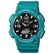 CASIO 魅力青春太陽能雙顯運動腕錶-藍綠
