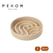 【PEHOM】寵物慢食陶瓷碗 浪系列16cm 米杏