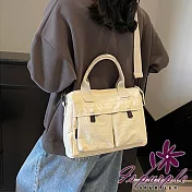 【iSPurple】簡約輕便 大容量中性斜垮肩背托特包/ 米白