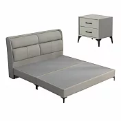 IDEA-米森質感貓抓皮5尺標準雙人床架三件組(床頭片+床底+床頭櫃) 淺灰色款