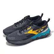 Mizuno 越野跑鞋 Wave Ibuki 5 GTX 男鞋 藍 黃 防水 波浪片 緩衝 運動鞋 美津濃 J1GJ2559-51 26.5cm NAVY/YELLOW