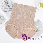 【Decoy】蕾絲收腹 拉鍊排釦束腰塑形褲高腰內褲/ 膚色L