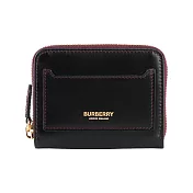 BURBERRY 金字Logo 小牛皮口袋造型ㄇ形拉鍊零錢包/卡夾包 (黑色)