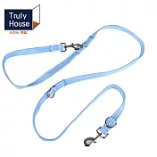 【Truly House】寵物高強度牽引繩 一拖二/牽繩/遛狗/狗繩 (三色任選) 藍色