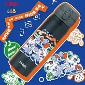 【THERMOS膳魔師】緩緩x膳魔師120週年不鏽鋼超輕量彈蓋真空保溫瓶500ml(JNL-504WW-DGY) 芝麻灰