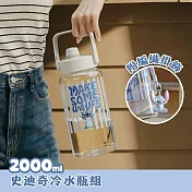 【THERMOS膳魔師】史迪奇附吸管組輕水瓶限量組合(TP436TSTH-CL+Z-CNTP436TSTH-CL) 透明白