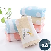 【HKIL-巾專家】蓬鬆系列卡通熊純棉兒童毛巾x6入 珊瑚粉