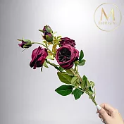 【Floral M】英式溫莎城堡花園薔薇勃根地紅仿真花花材（1入組）
