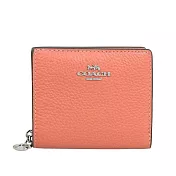 COACH 鵝卵石皮革二折短夾 桔色