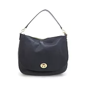 COACH 彎月皮革兩用包-黑藍色