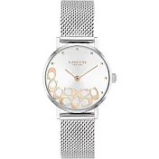 COACH 優雅造型不鏽鋼錶帶米蘭手錶-銀