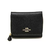 COACH 防刮皮革三折短夾 黑