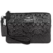 COACH 立體LOGO壓紋零錢手拿包-黑