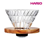HARIO V60橄欖木02玻璃濾杯(1-4杯) - 附贈咖啡粉匙