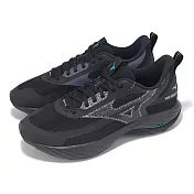Mizuno 慢跑鞋 Wave Rider GTX 2 超寬楦 男鞋 黑 灰 防水 波浪片 運動鞋 美津濃 J1GC2578-01 23cm BLACK/GREY