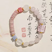 【水星記】新中式 天然粉晶白月光胭脂古風串珠手鍊(31065)