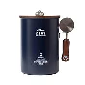 ZIWI巔峰 飼料桶 米白色/深藍色 | 304不鏽鋼 北美胡桃木 寵物用品 乾糧桶 儲糧桶 儲糧筒 零食筒 深藍色