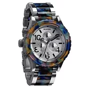 NIXON The 40-20 CHRONO 強眼魅力運動腕錶-鋼帶-藍彩玳瑁