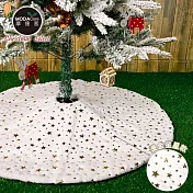 摩達客耶誕-白色毛絨燙金星星款聖誕樹裙