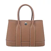 Hermes 愛馬仕  Mini Garden Party 水牛皮手提包(駝色/W刻/銀釦)