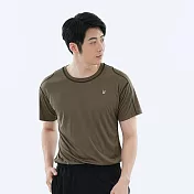 【遊遍天下】MIT台灣製男款抗UV吸排彈力圓領衫(S151) M 咖啡