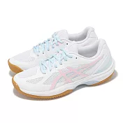 Asics 羽球鞋 Court Hunter FF 女鞋 白 粉紅 膠底 室內運動 羽排鞋 亞瑟士 1072A112101