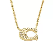 COACH 經典密鑲C字LOGO鍊墜項鍊 金色