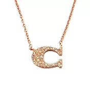 COACH 時尚密鑲C字LOGO鍊墜項鍊 玫瑰金色