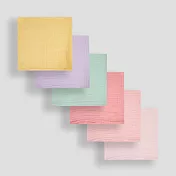 英國 JoJo Maman BeBe 100% 純棉多功能細紗布方巾/包巾/小薄被/拍嗝巾/安撫巾 6入禮盒組(60*60cm)_ 粉彩組