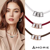 &MORE愛迪莫 Star 繁星鈦鍺能量項鍊(白鋼玫瑰金母貝×促進循環代謝 舒壓保健禮物) S  白鋼+黑色